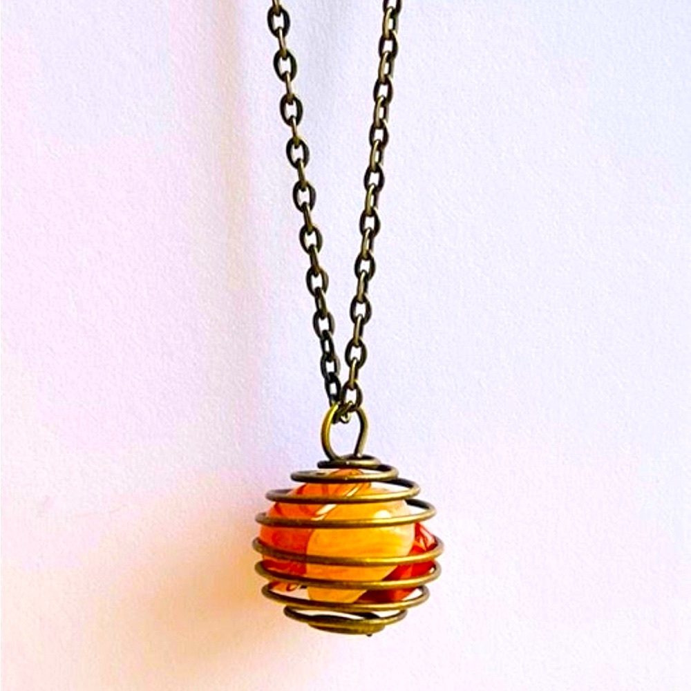 Orange agate cage necklace